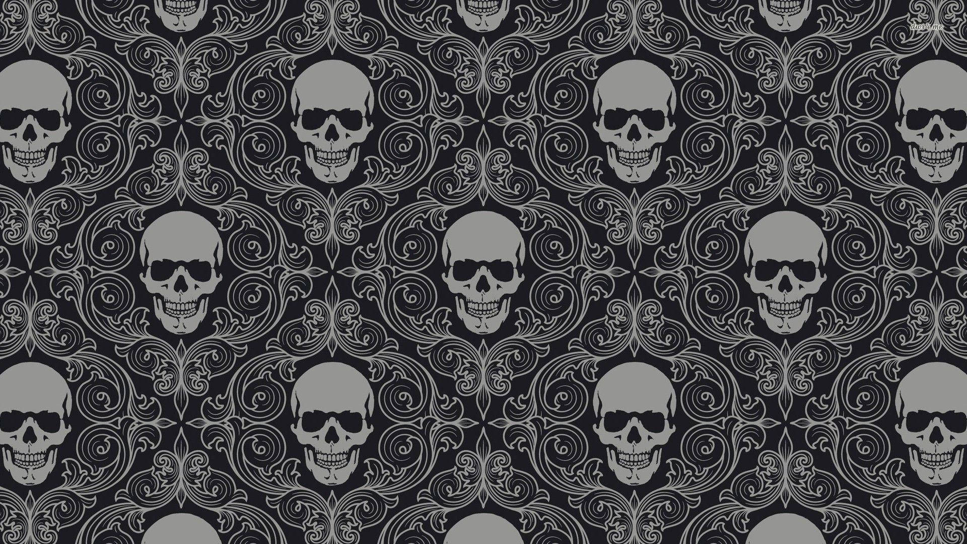 Patrón vintage de calavera de Halloween Fondos de pantalla