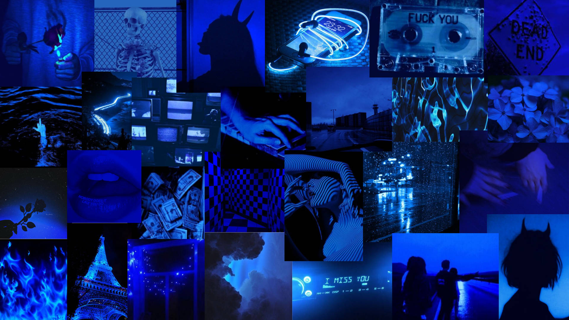 PC Estética Azul Oscuro Grunge Fondos de pantalla