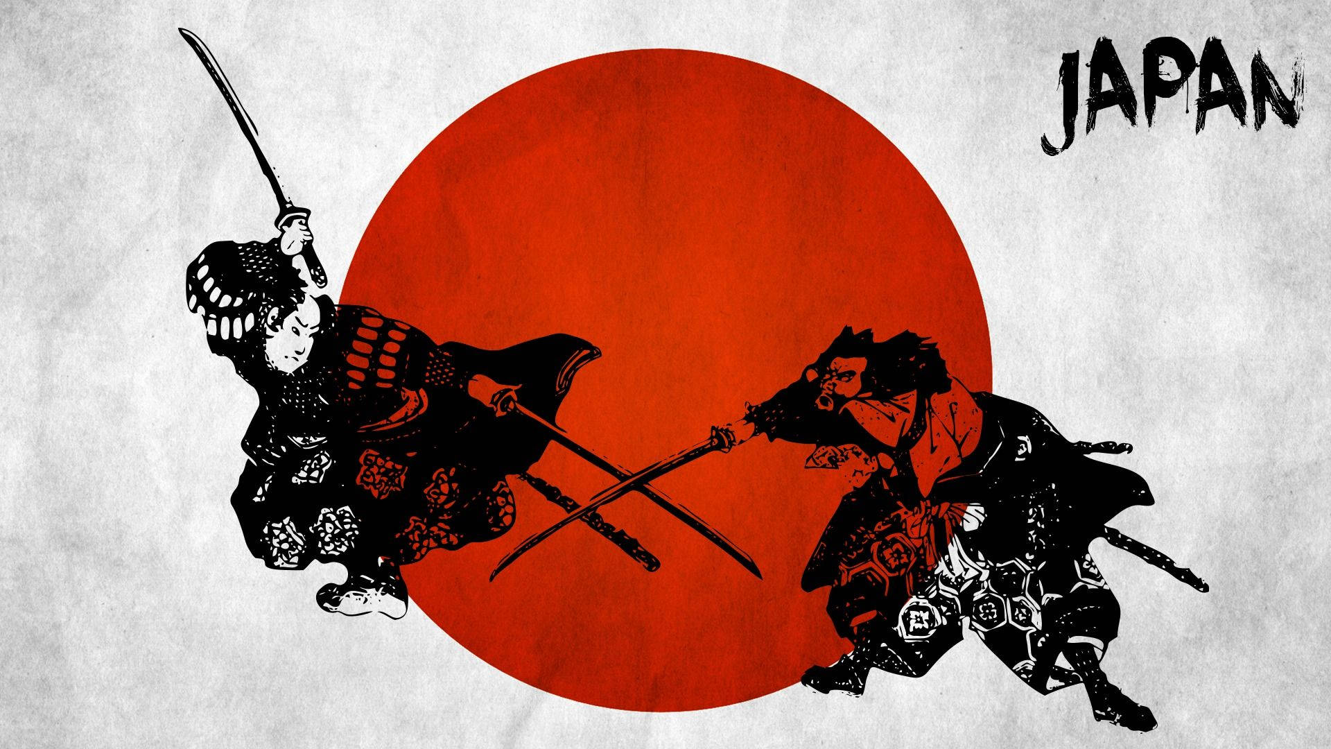 Pelea de samuráis japoneses con espadas y bandera Fondos de pantalla