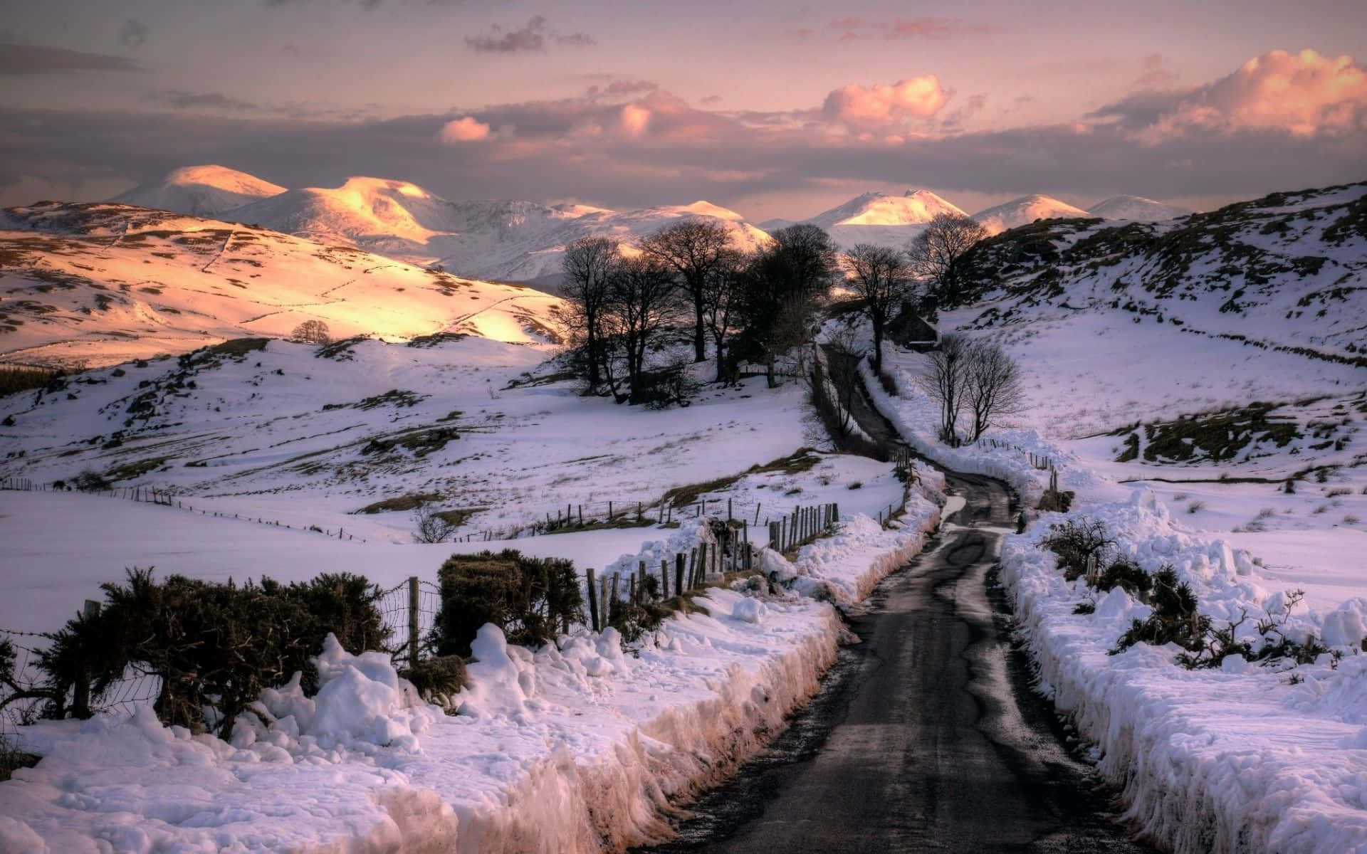 Peligroso camino helado en invierno Fondos de pantalla