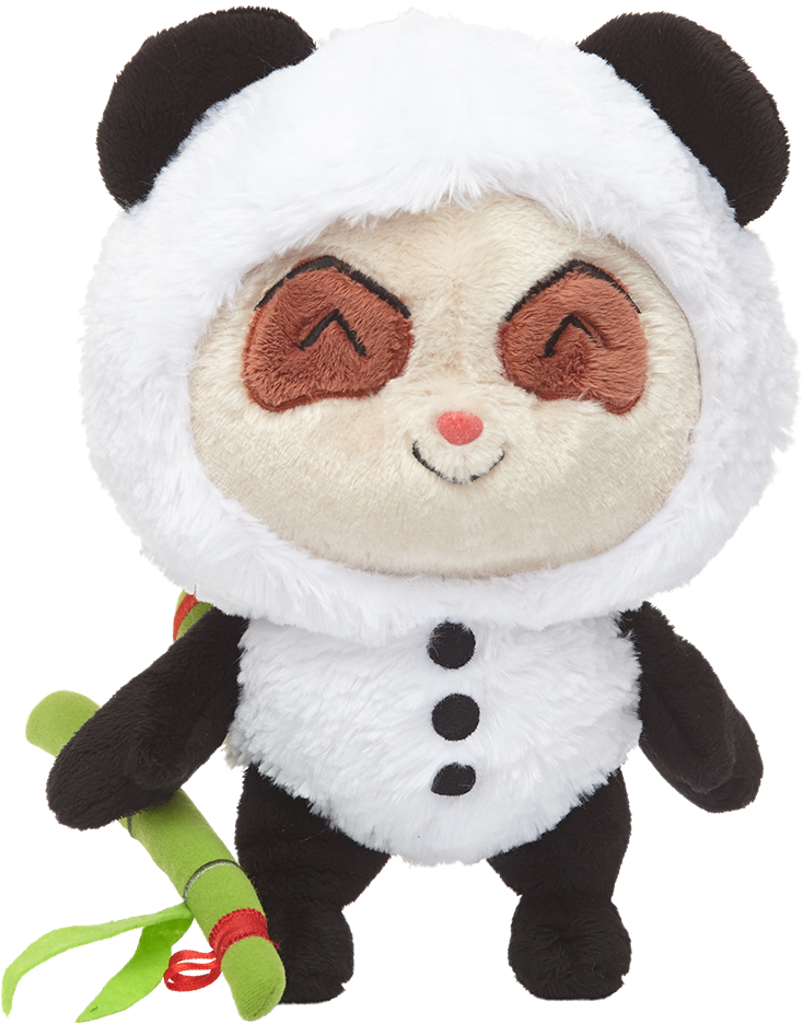 Peluche de panda sonriente con bambú Fondos de pantalla