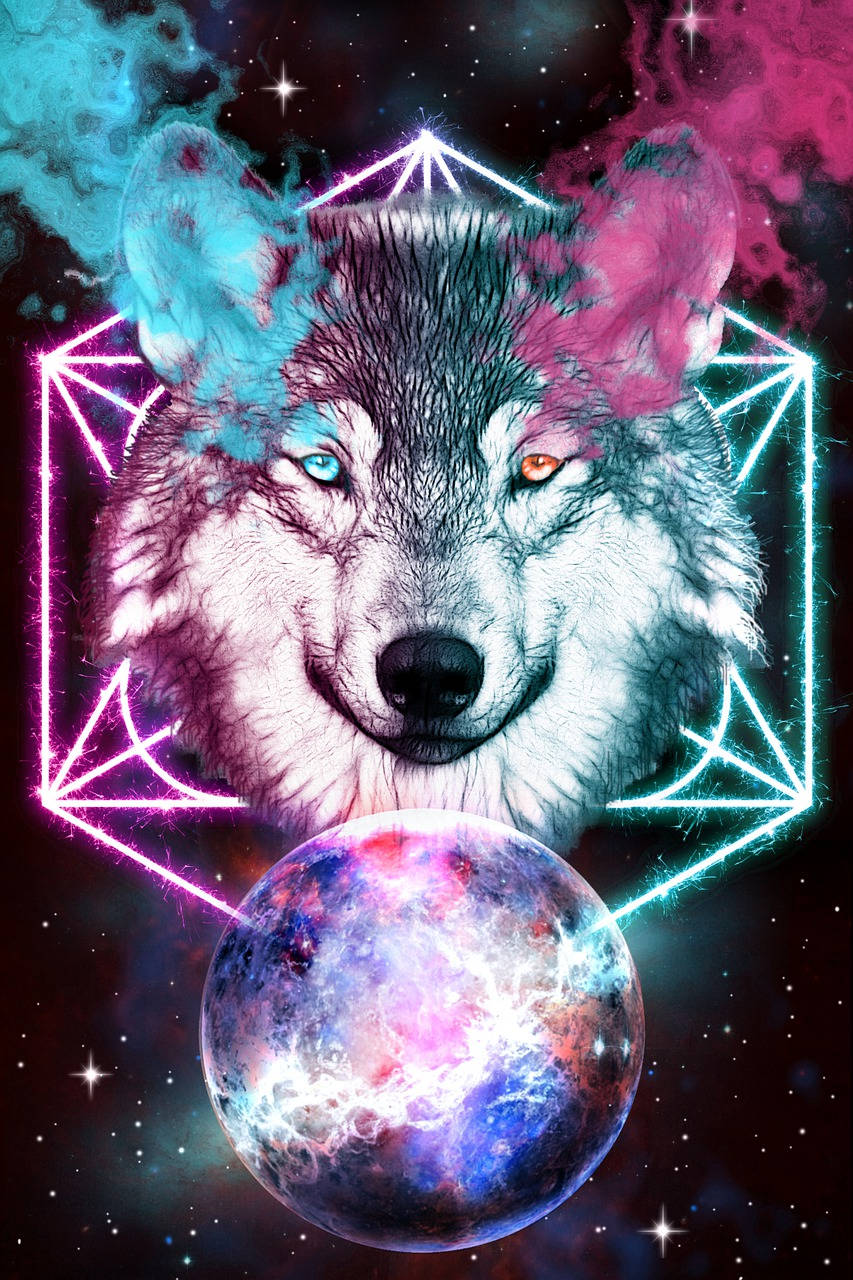 Pentagrama Galáctico Genial con Lobo Humeante Fondos de pantalla
