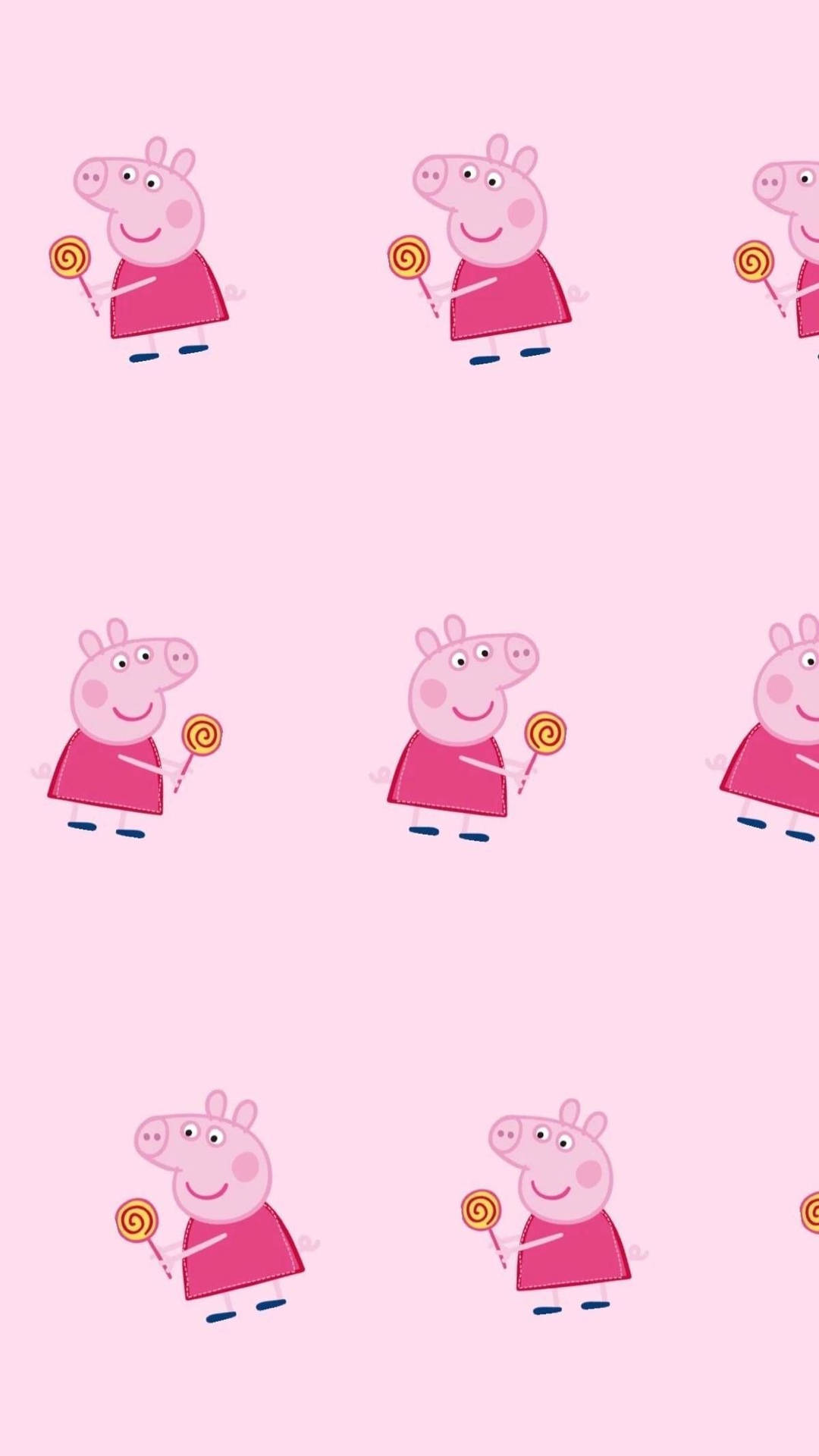 Peppa Pig disfruta de una paleta de caramelo en espiral en un fondo de pantalla para iPhone. Fondos de pantalla