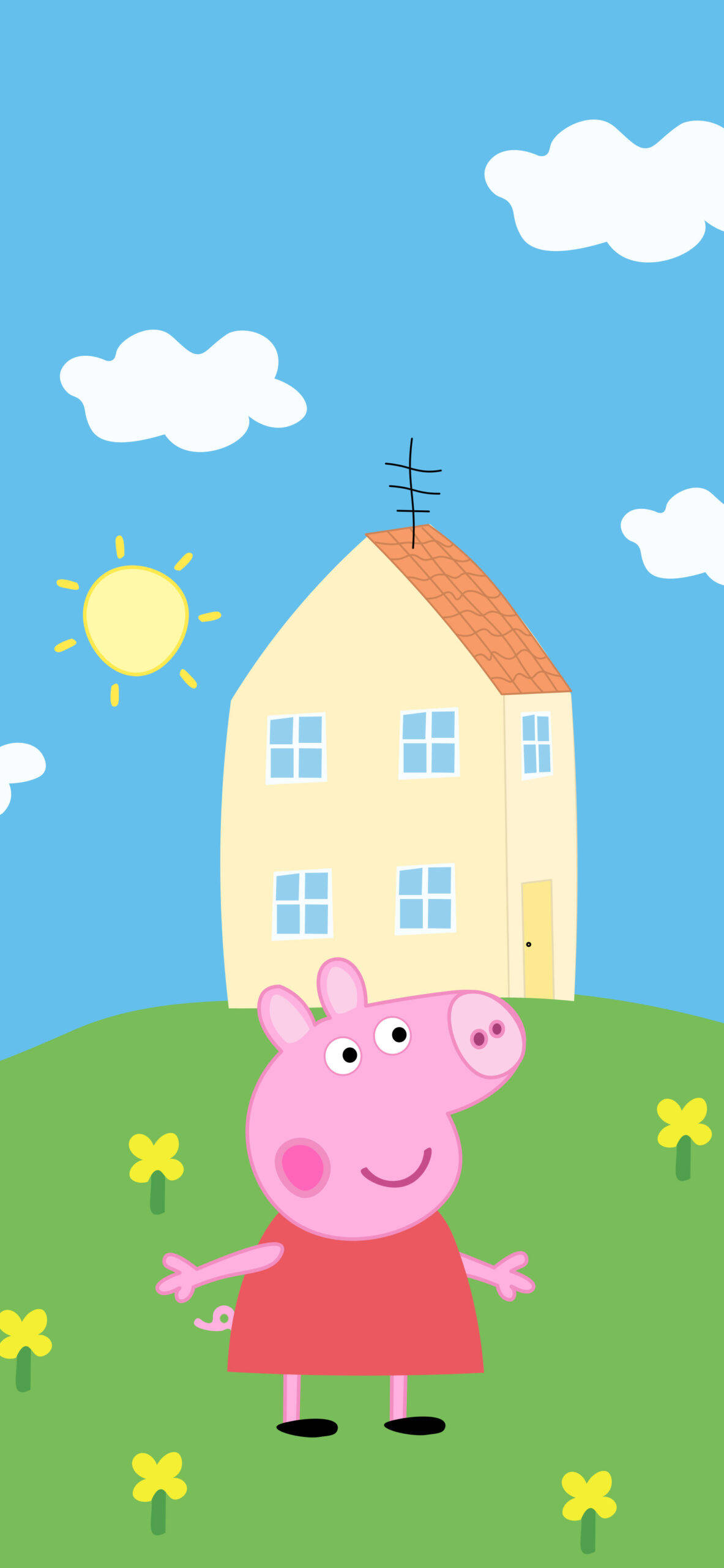 Peppa Pig iPhone Campo de Flores Fondos de pantalla