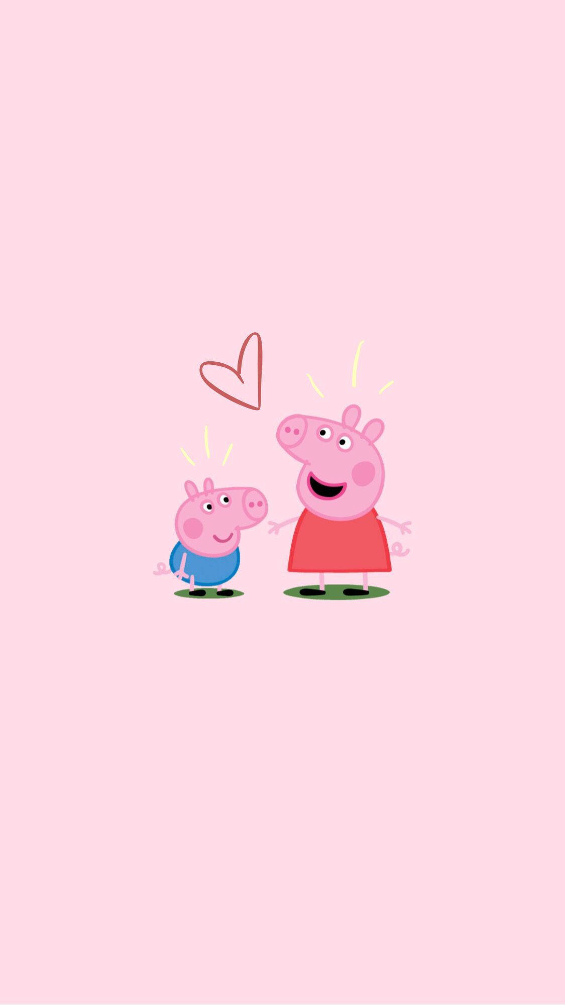 Peppa Pig iPhone con George y corazón Fondos de pantalla