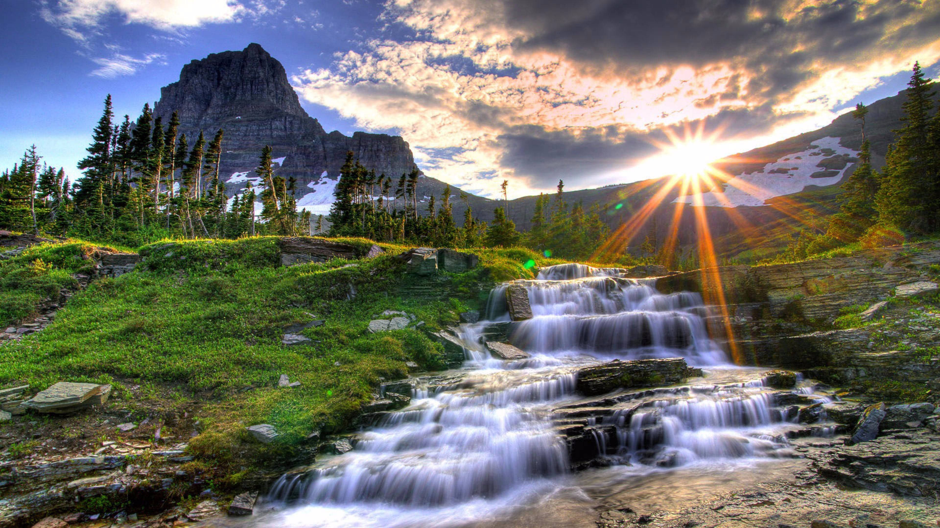 Pequeña Cascada 4K Ultra HD 2160p Fondos de pantalla