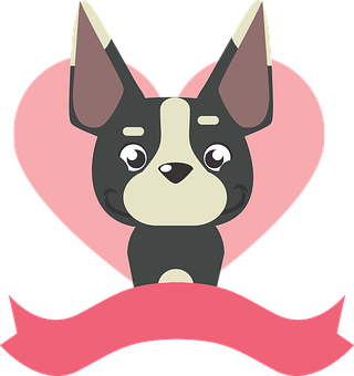 Perro de Dibujos Animados con Banderín de Corazón Fondos de pantalla