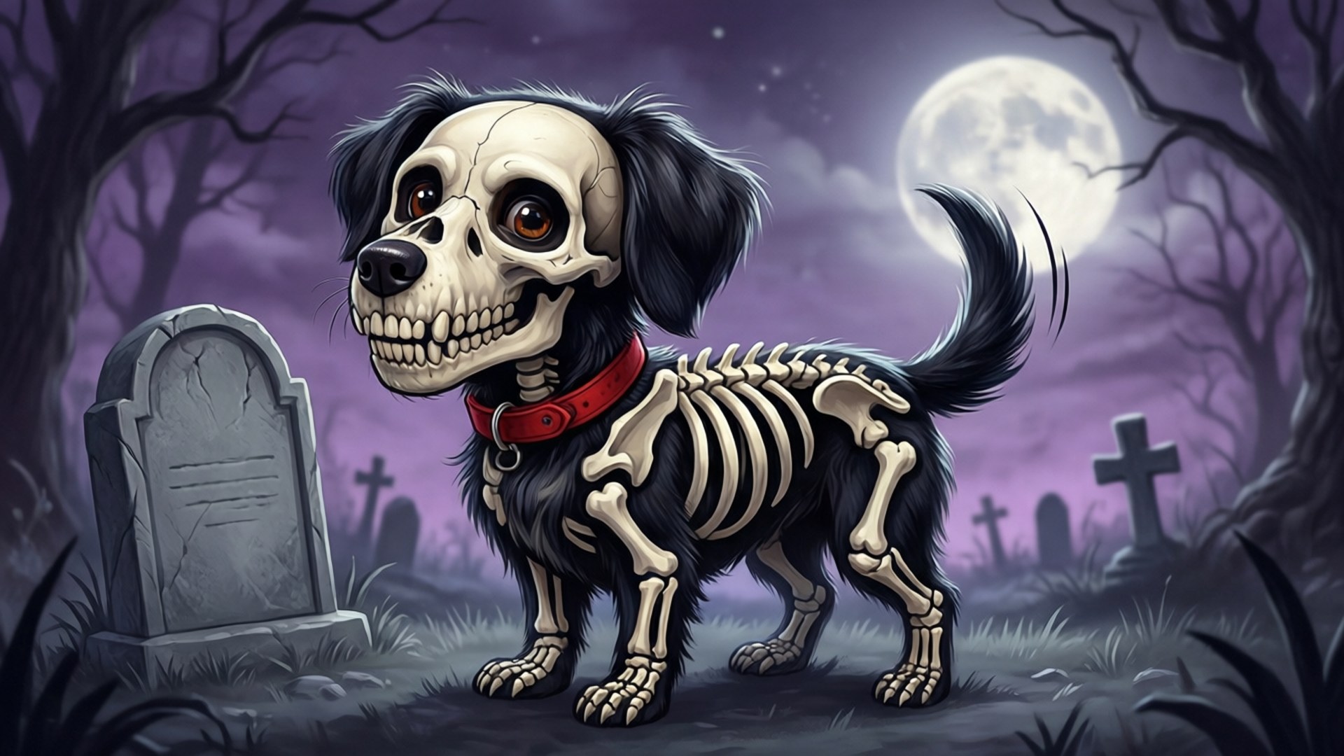 Perro Esqueleto en la Luna Fondos de pantalla