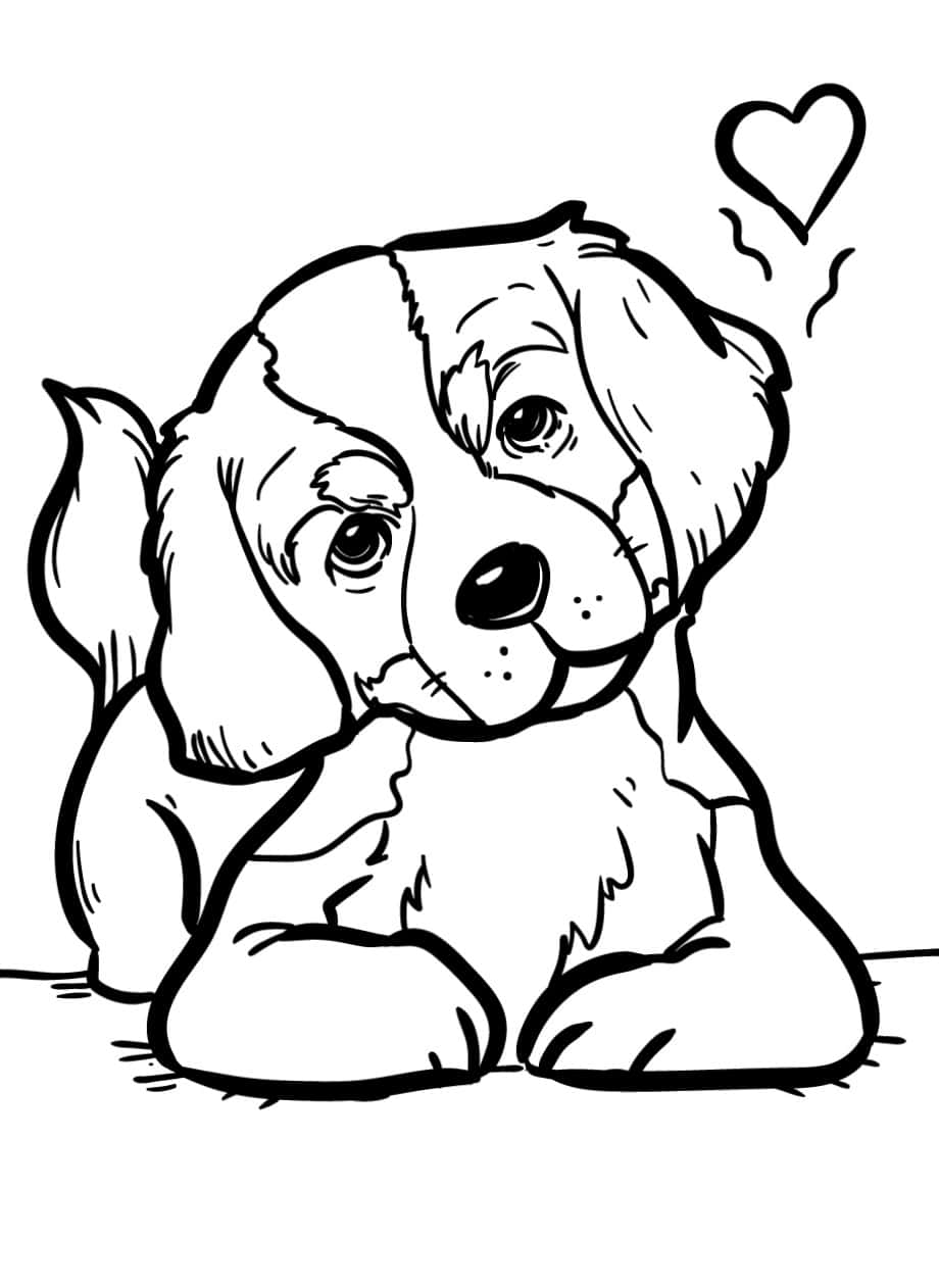 Perro Lindo Corazón Página para Colorear Fondos de pantalla