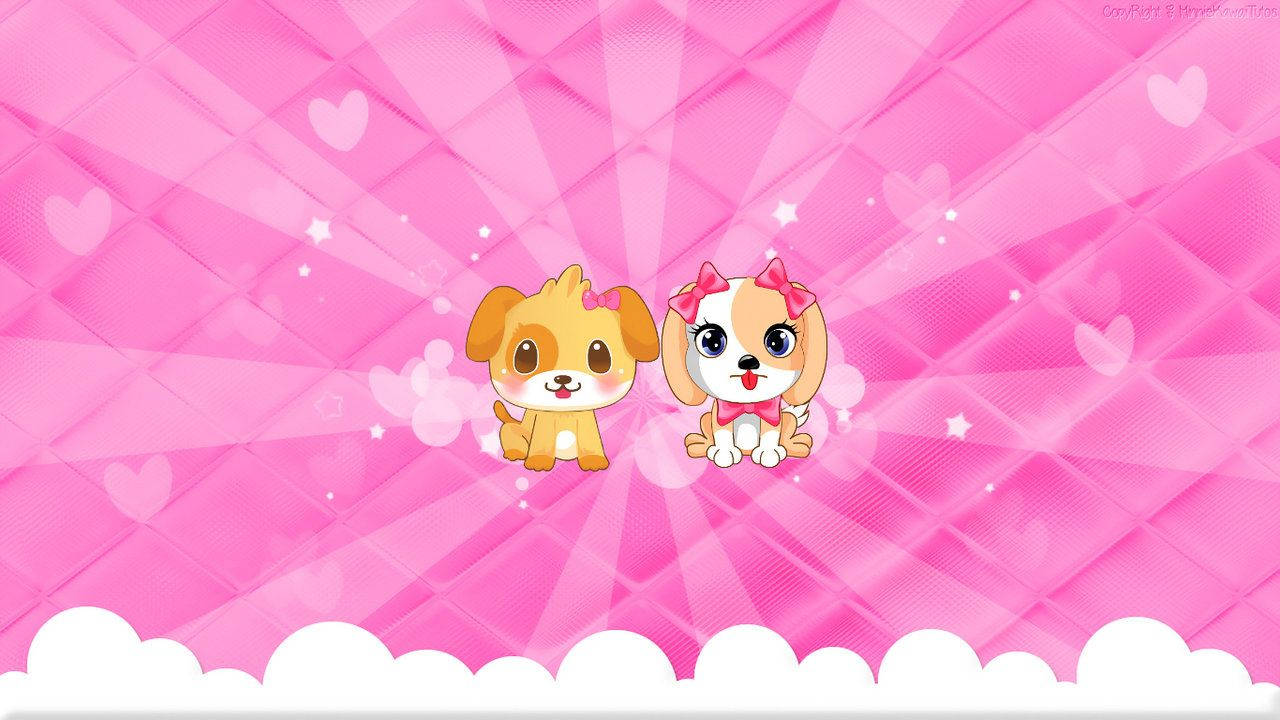 Perros Lindos Sobre Fondo Rosa Kawaii Fondos de pantalla