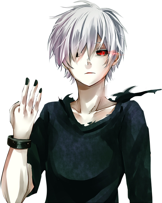 Personaje anime de cabello plateado y ojo rojo Fondos de pantalla