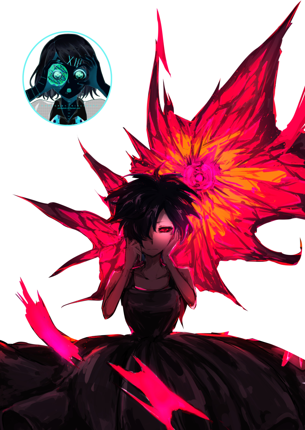 Personaje de anime con alas de fuego Fondos de pantalla