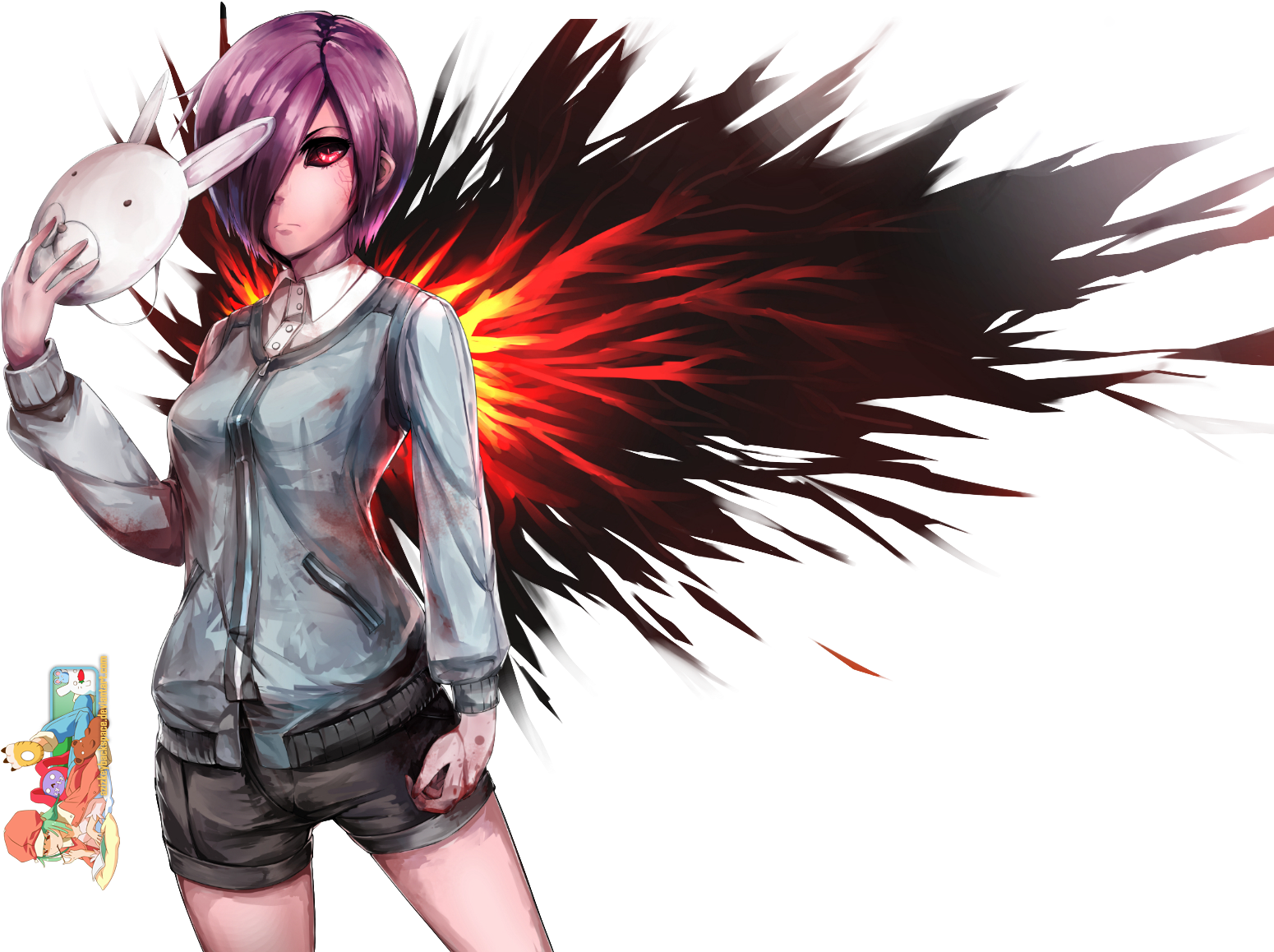 Personaje de anime con máscara y fondo dinámico Fondos de pantalla