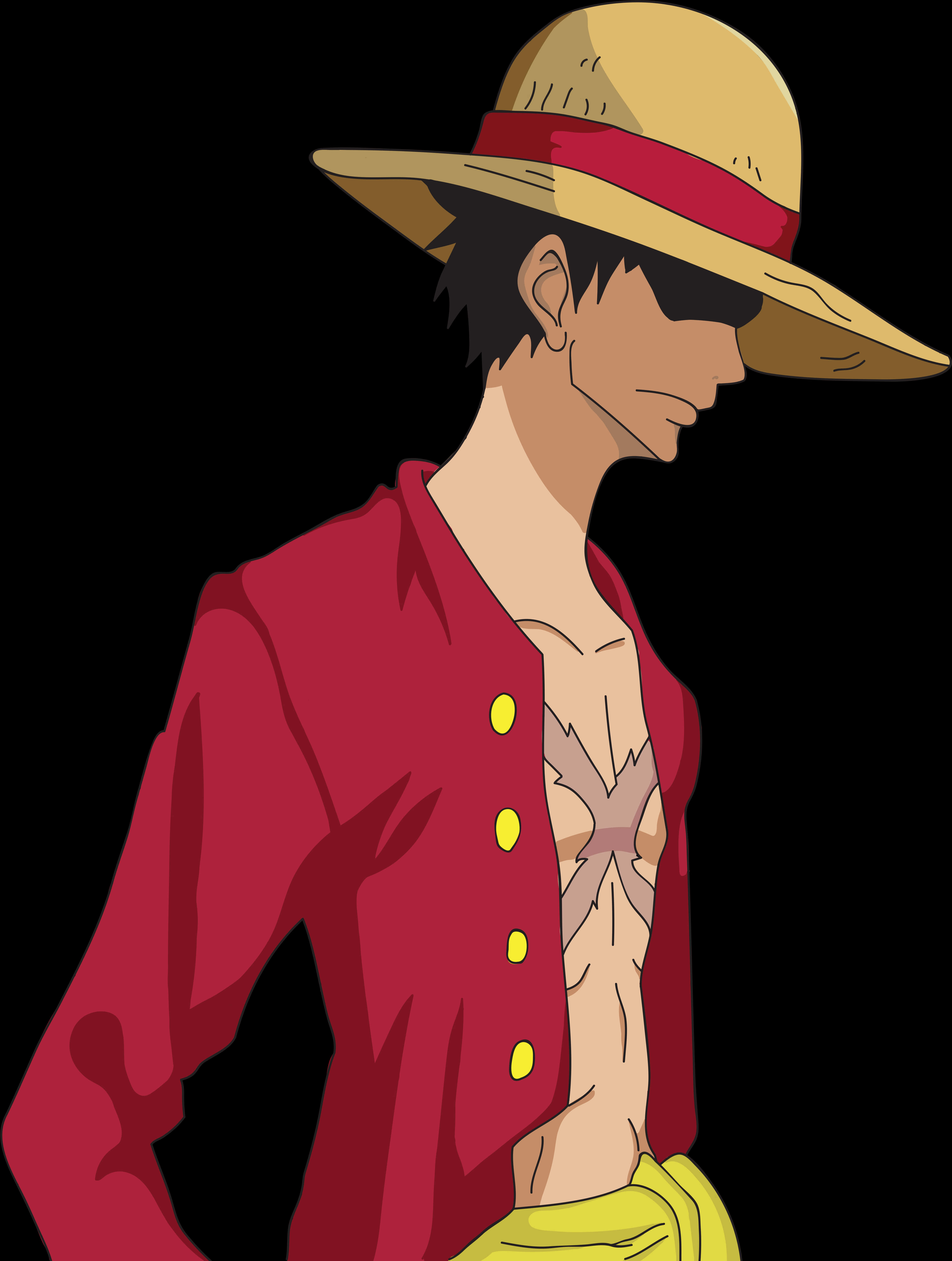 Personaje de anime con sombrero de paja y camisa roja Fondos de pantalla