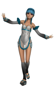 Personaje de anime futurista de cabello azul Fondos de pantalla