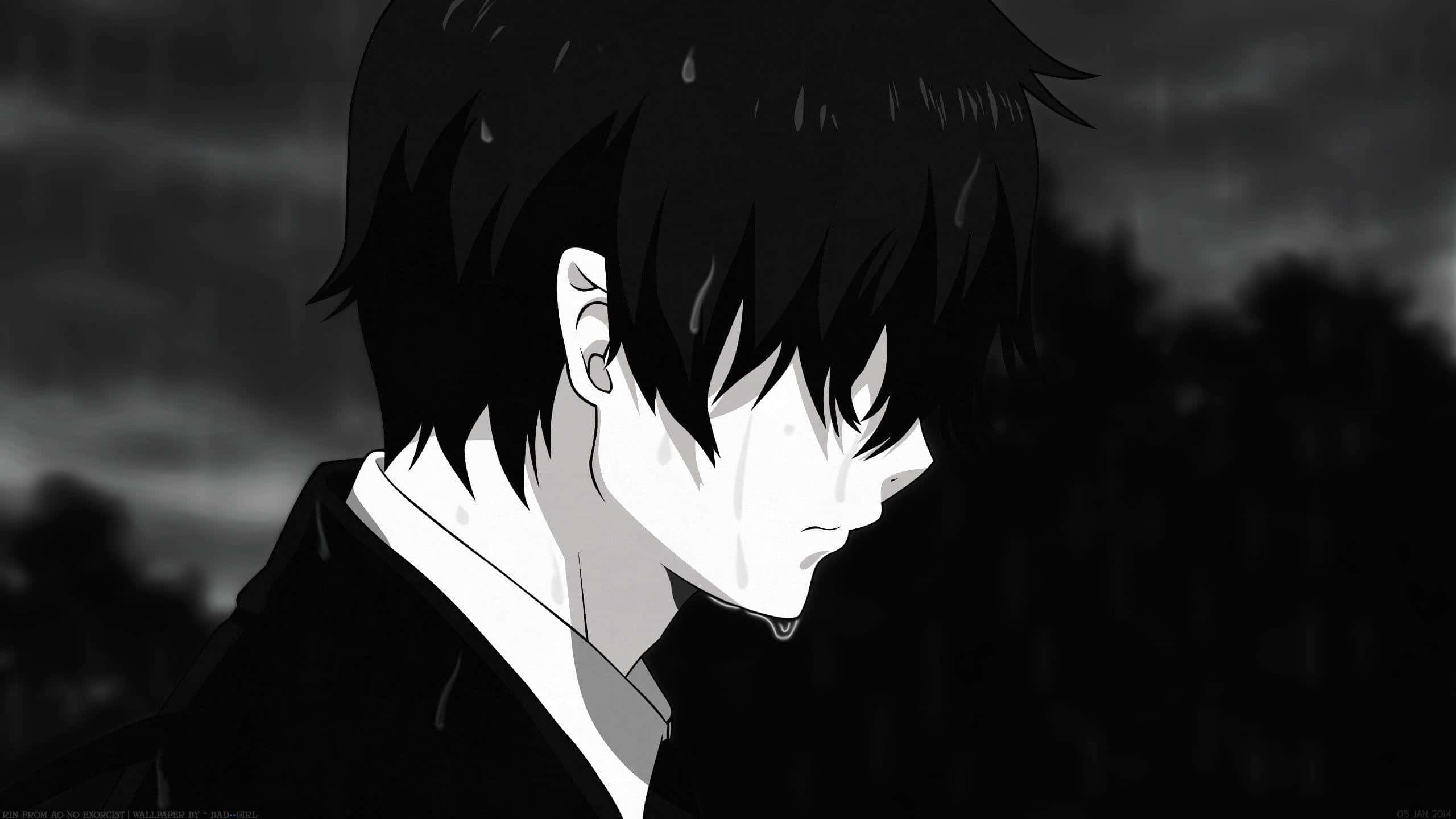 Personaje de anime misterioso en blanco y negro Fondos de pantalla