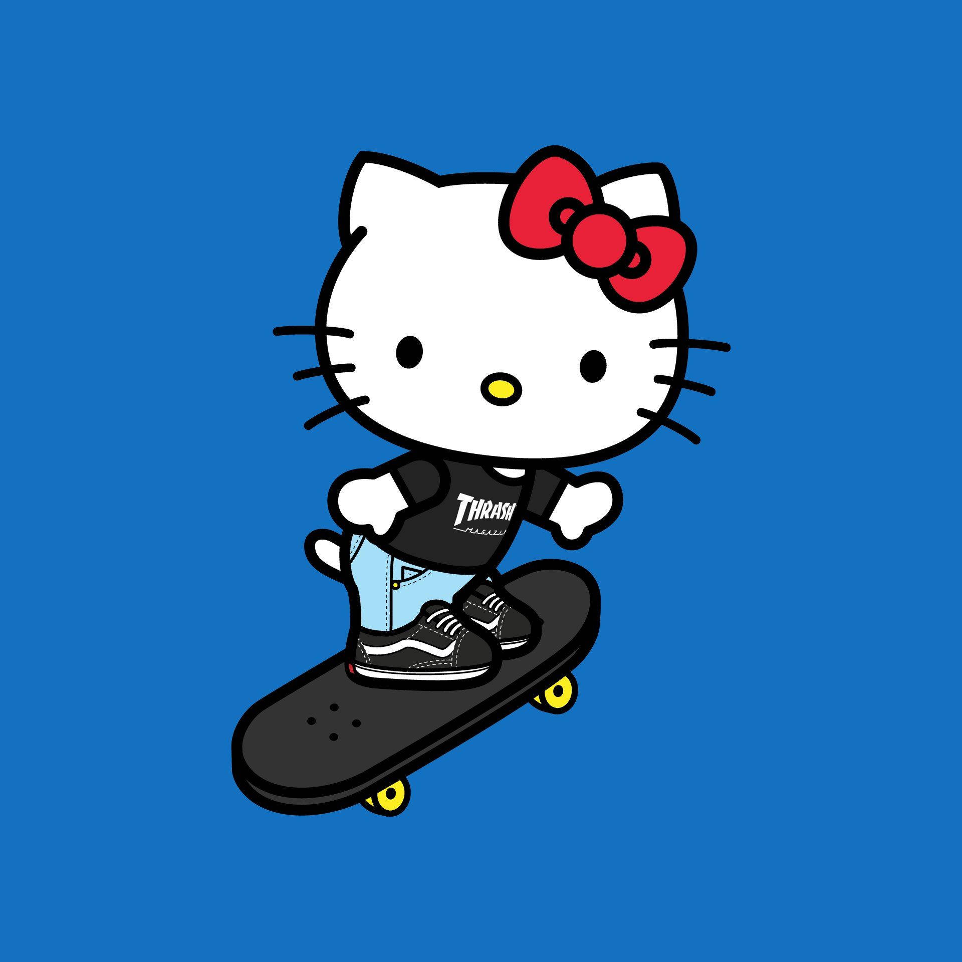 Personaje de caricatura patinando Hello Kitty PFP Fondos de pantalla