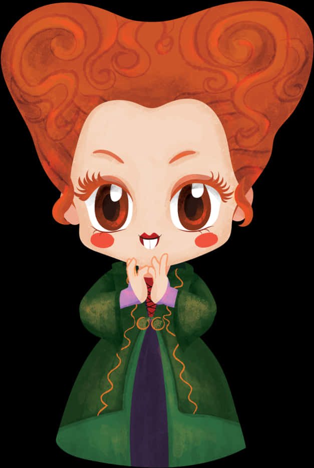 Personaje de dibujos animados de bruja chibi Fondos de pantalla