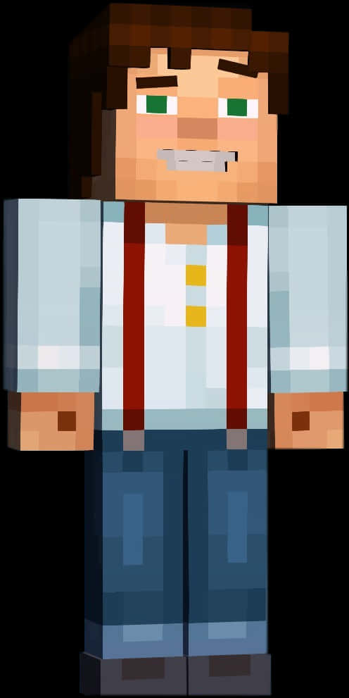 Personaje de Minecraft con tirantes rojos Fondos de pantalla