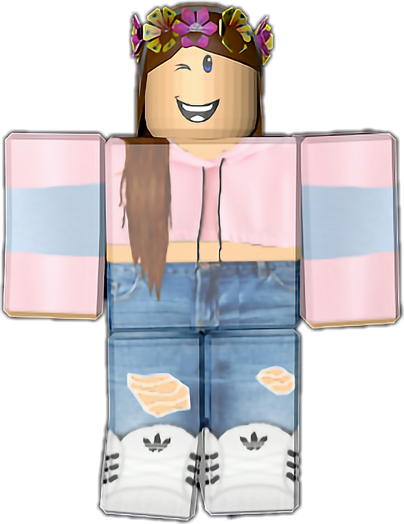 Personaje de Roblox con Sudadera Rosa y Corona de Flores Fondos de pantalla