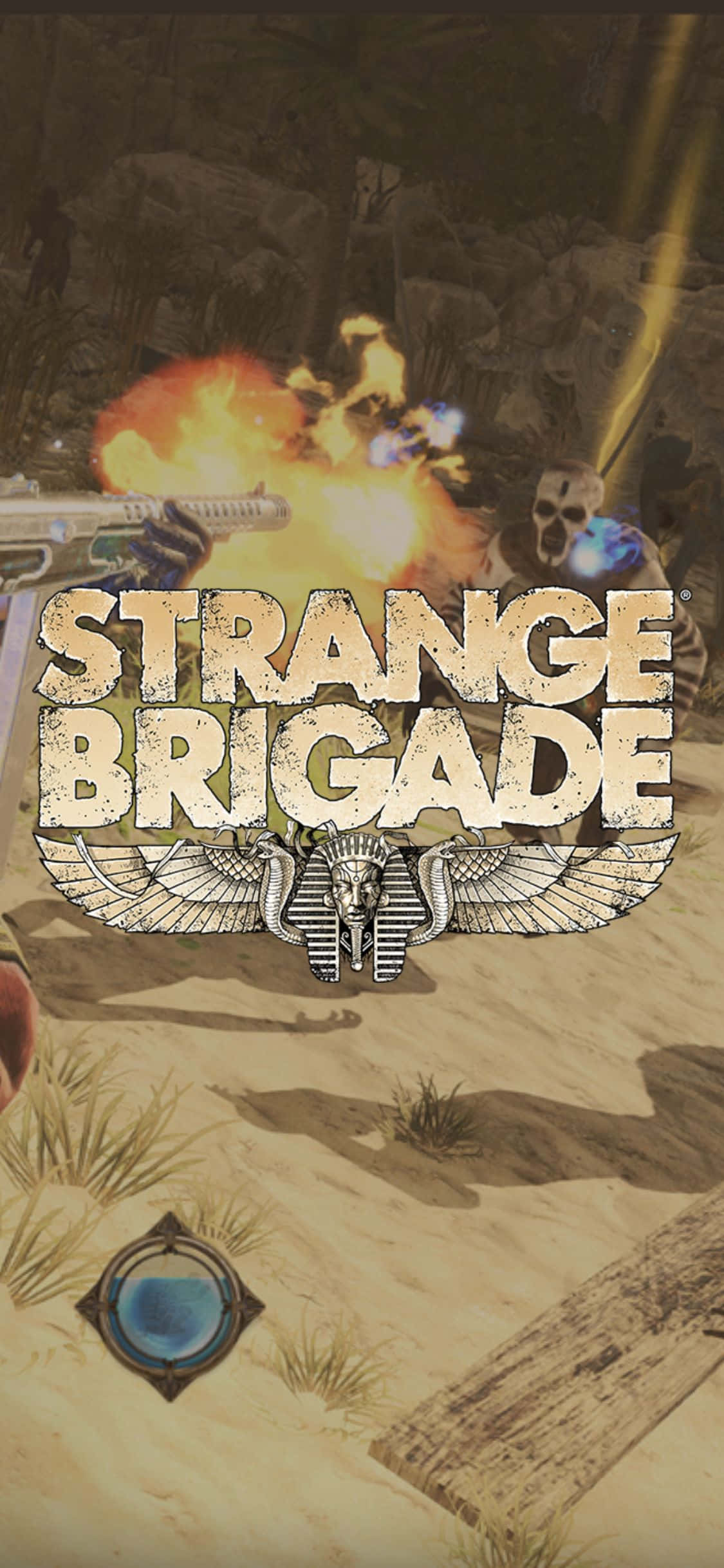 Personaje disparando a un zombi: fondo de Strange Brigade para iPhone X Fondos de pantalla
