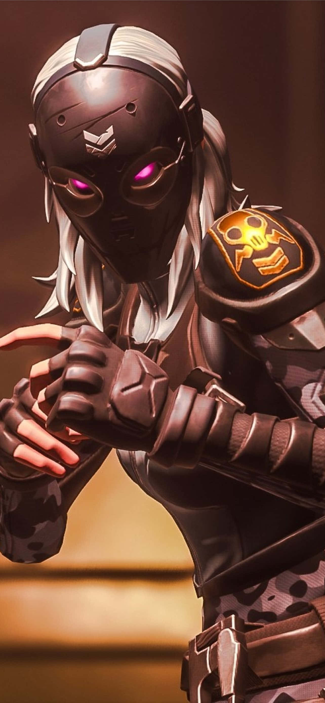 Personaje femenino con armadura y ojos rosas Fondos de pantalla