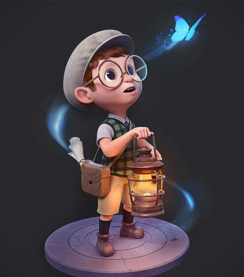 Personaje infantil 3D con lámpara Fondos de pantalla