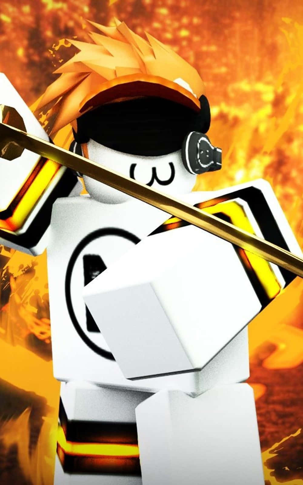 Personaje Ninja de Roblox con Fuego para iPhone Fondos de pantalla