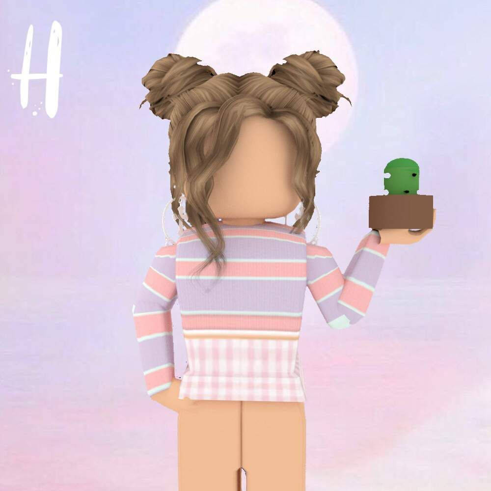 Personaje Roblox de niña con planta suculenta Fondos de pantalla