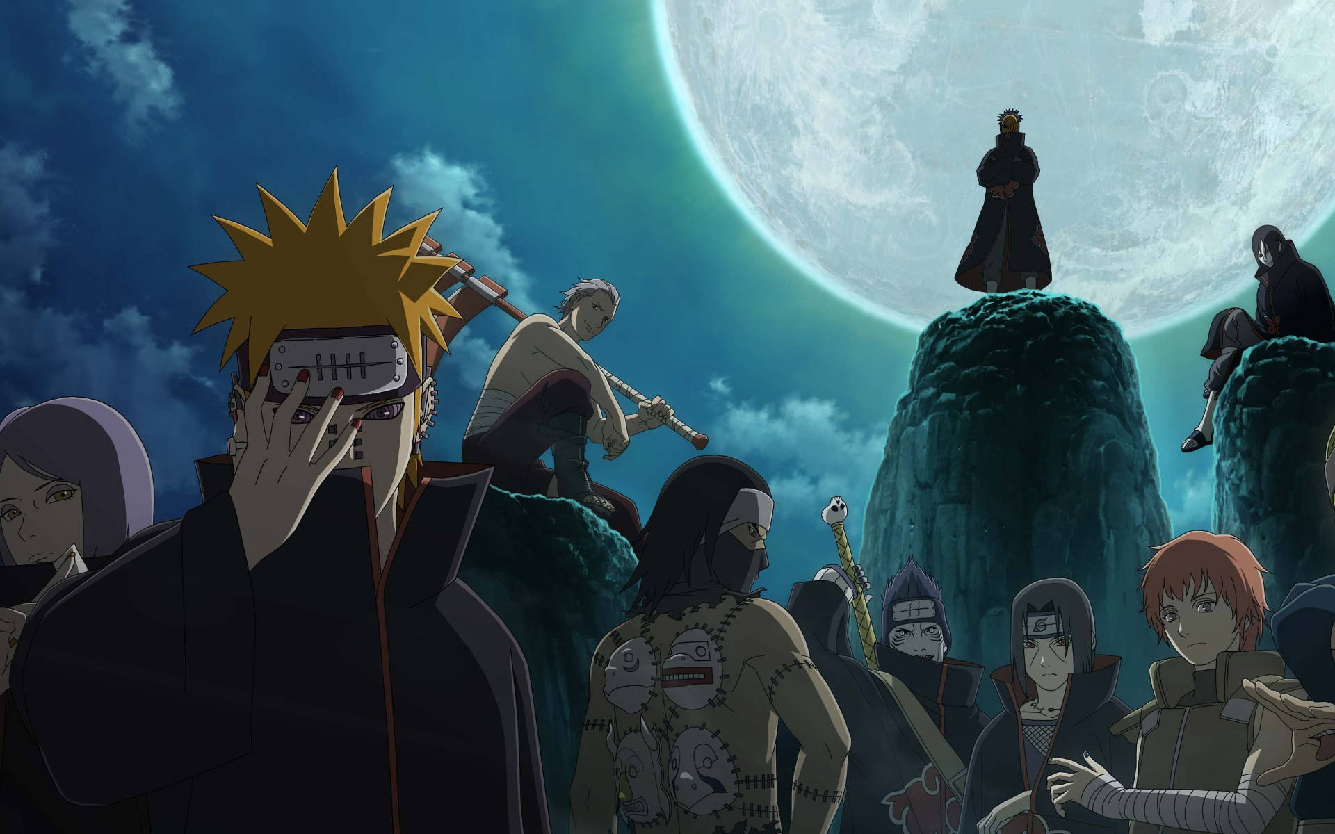 Personajes de Akatsuki de Naruto Bajo la Luna Fondos de pantalla