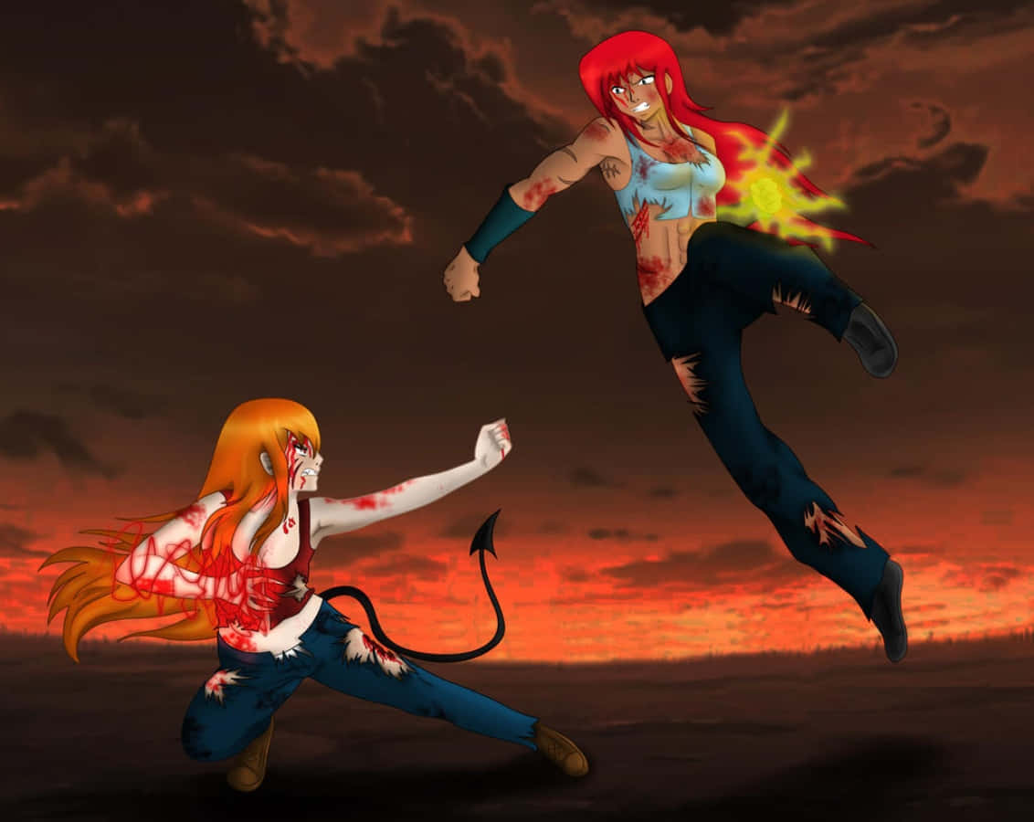 Personajes de anime en un enfrentamiento épico Fondos de pantalla