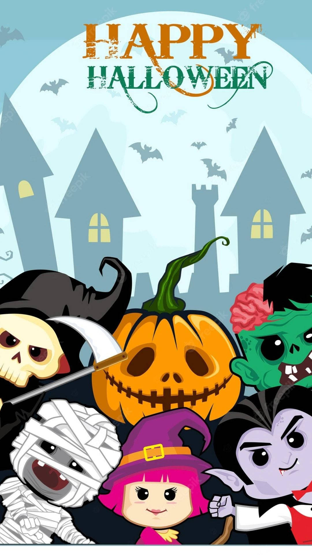 Personajes de caricatura asomándose en Halloween Fondos de pantalla