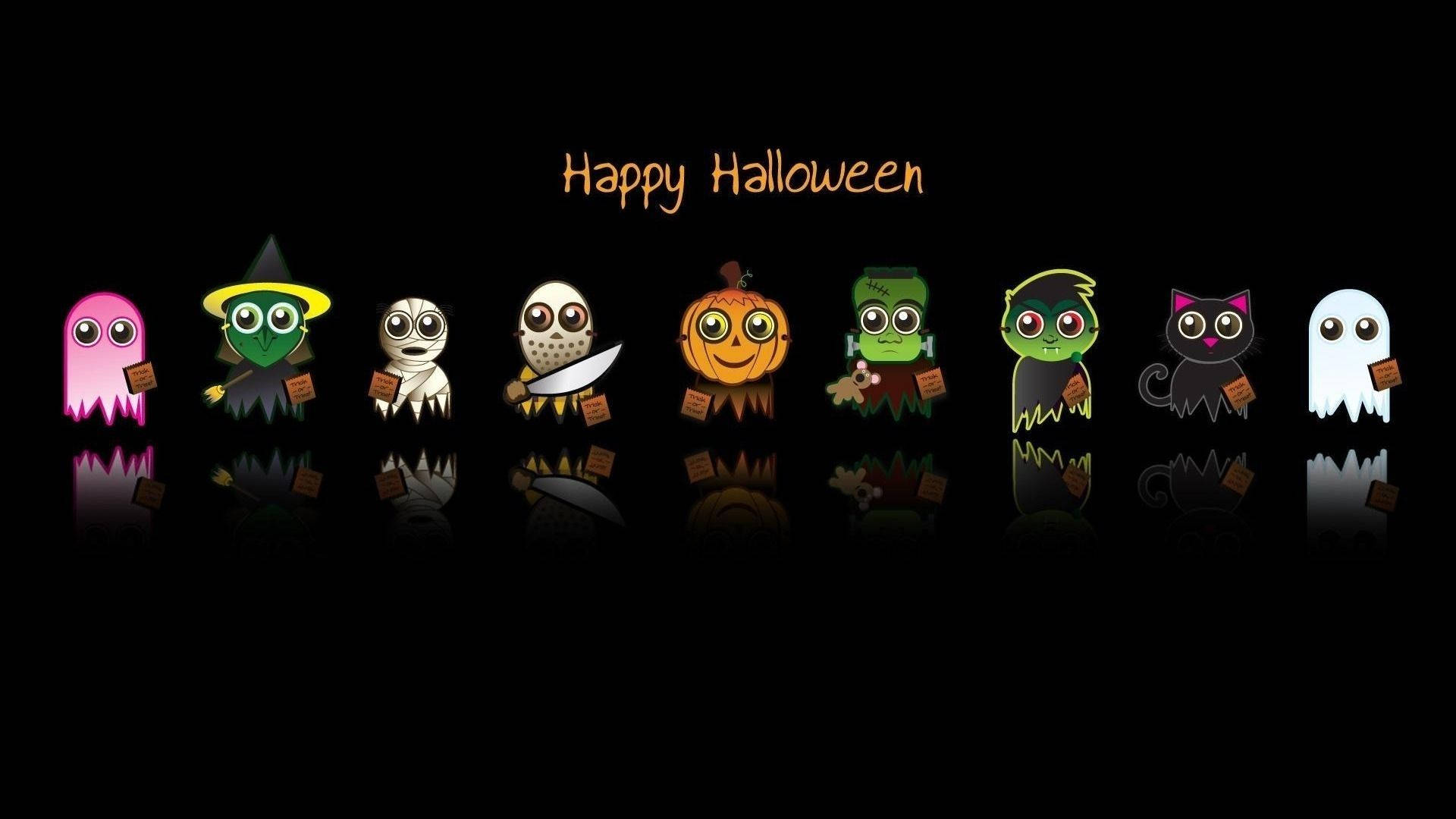 Personajes de caricatura de Halloween en la oscuridad Fondos de pantalla