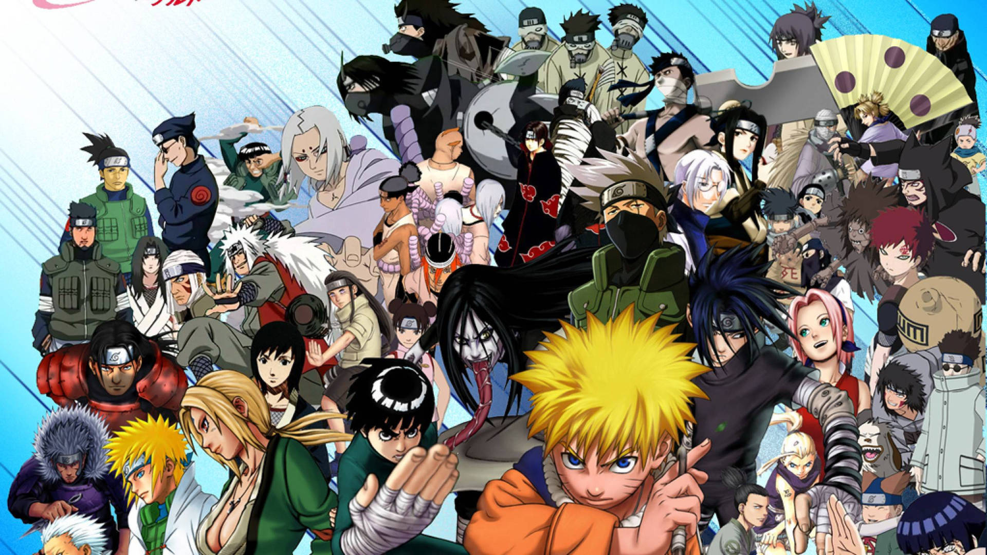 Personajes de Naruto Shippuden, Kakashi, Sakura, Sasuke, Gaara, Itachi, Hinata, Tsunade, Jiraiya.