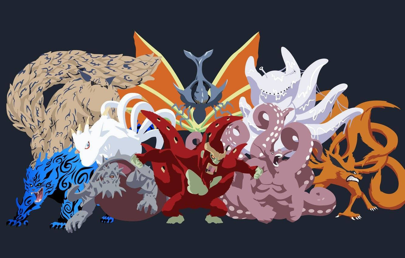 Personajes de Naruto con las 9 Bestias con Cola Fondos de pantalla
