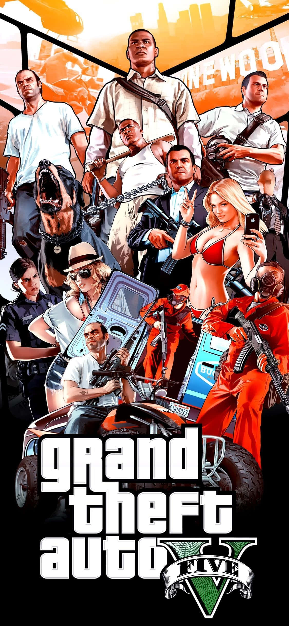 Personajes en fondo de iPhone X Grand Theft Auto V Fondos de pantalla