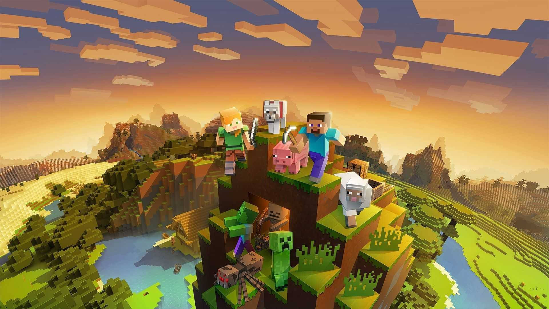 Personajes en la montaña Minecraft HD Fondos de pantalla