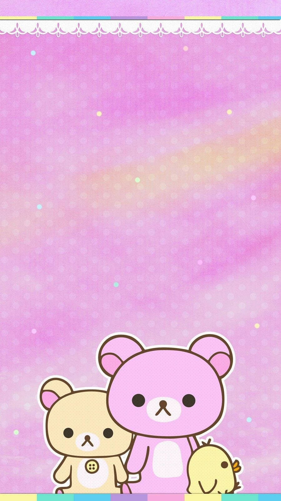 Personajes Kawaii de Rilakkuma Rosa Sobre Fondo Rosa Colorido Fondos de pantalla