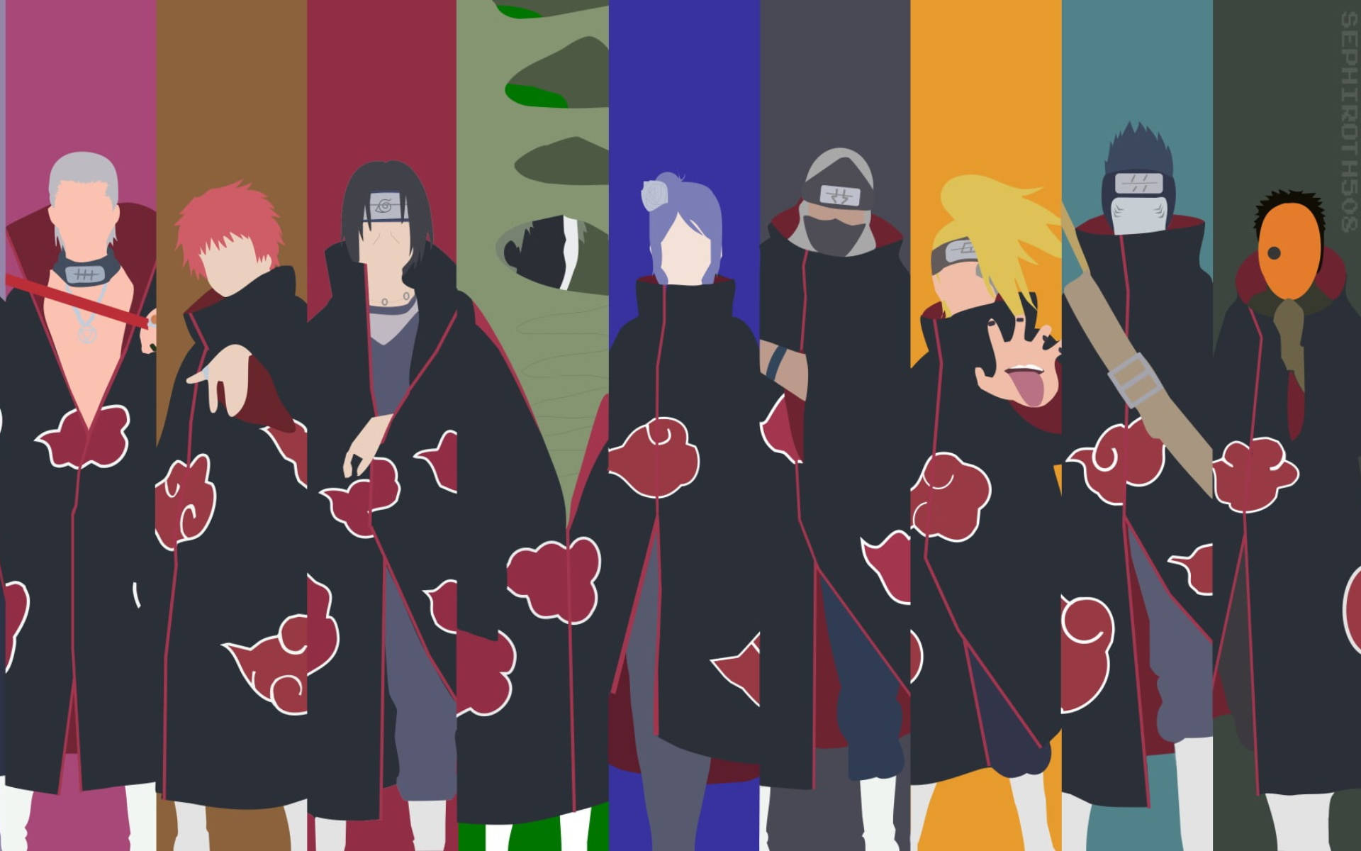 Personajes Minimalistas de Naruto Akatsuki Fondos de pantalla