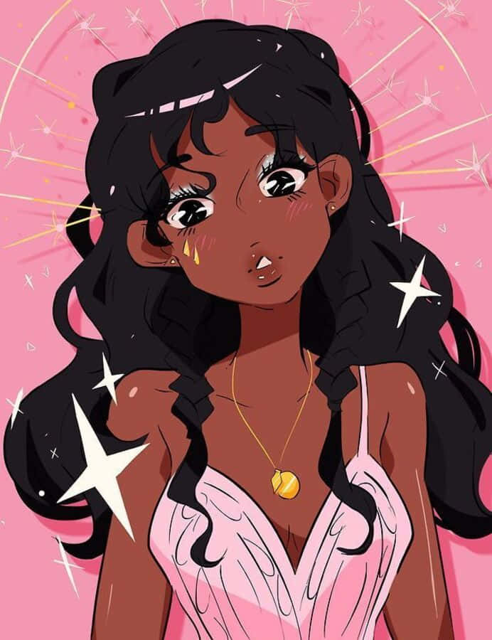 Personajes negros de caricatura con vestido rosa Fondos de pantalla