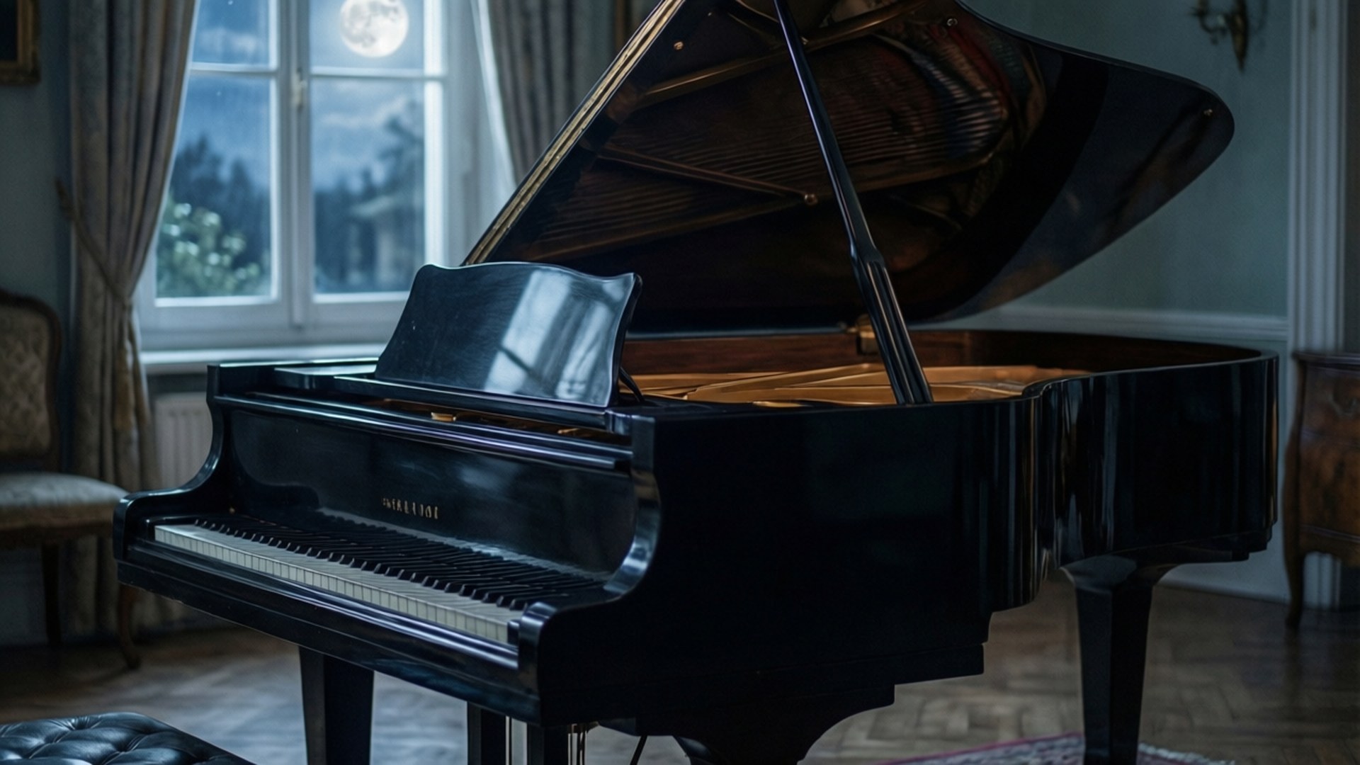 Piano iluminado por la luna Fondos de pantalla