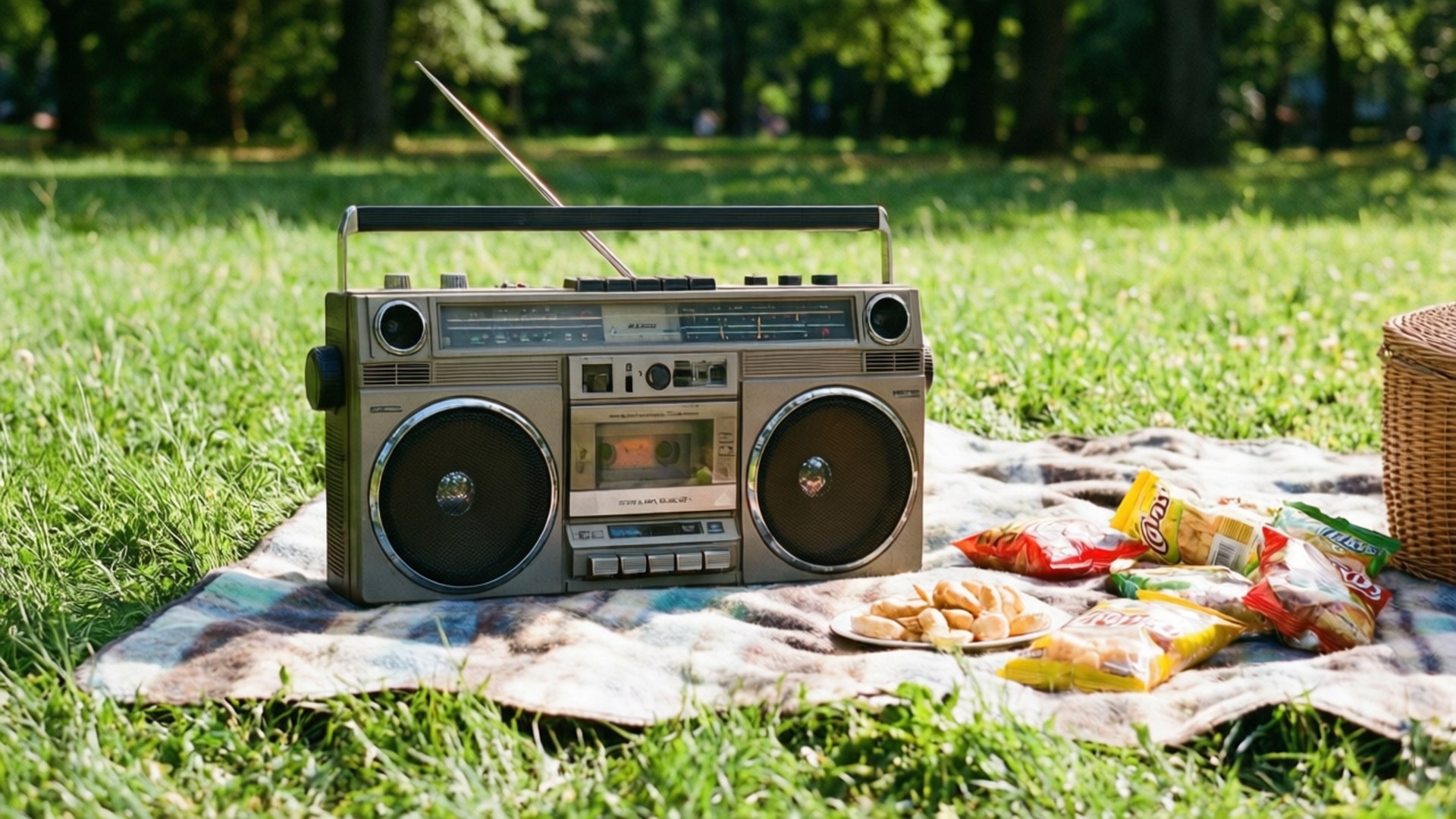 Picnic con Radiocasetera Retro Fondos de pantalla