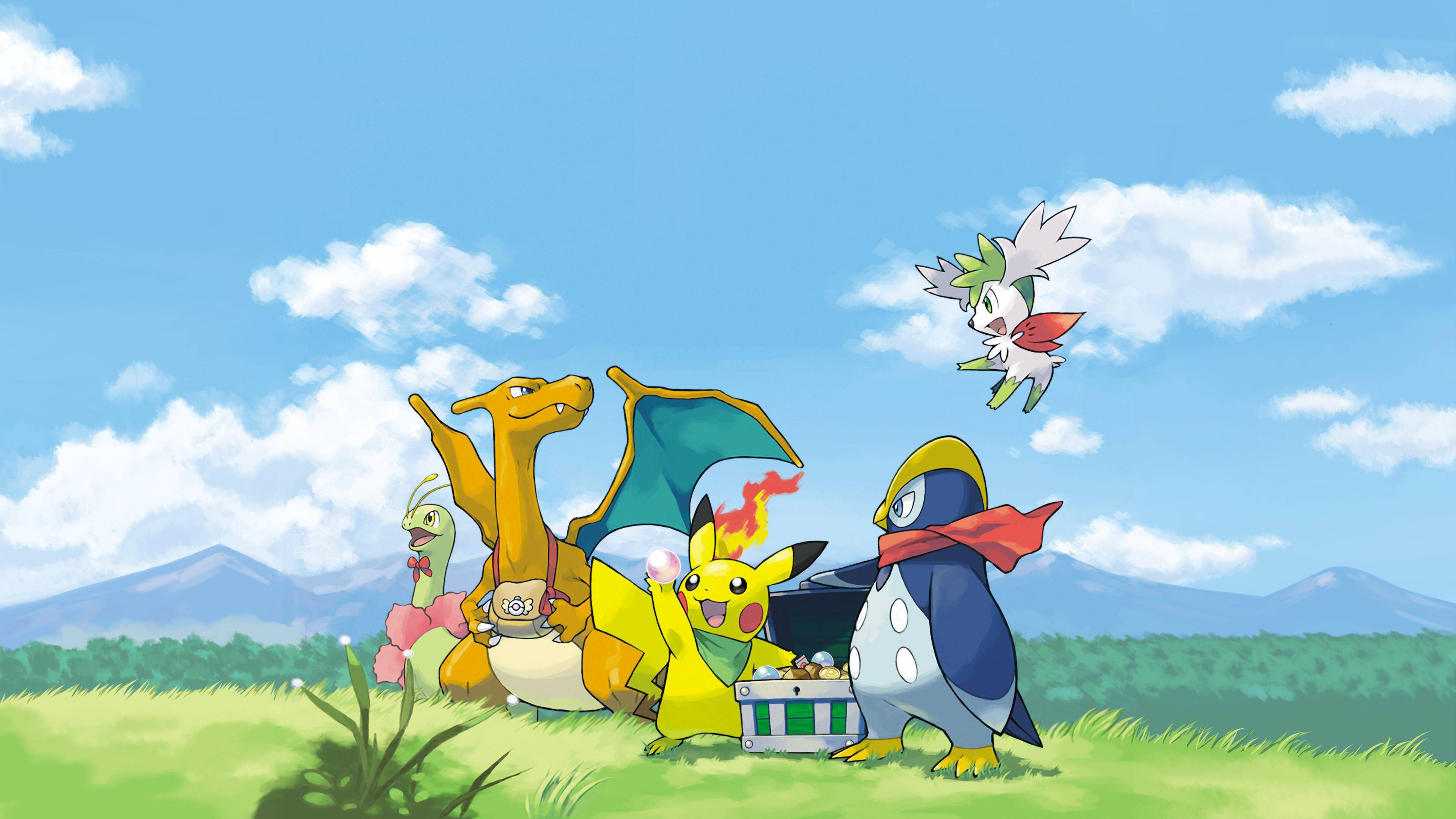 Pikachu 4K y primos Pokémon de excursión Fondos de pantalla