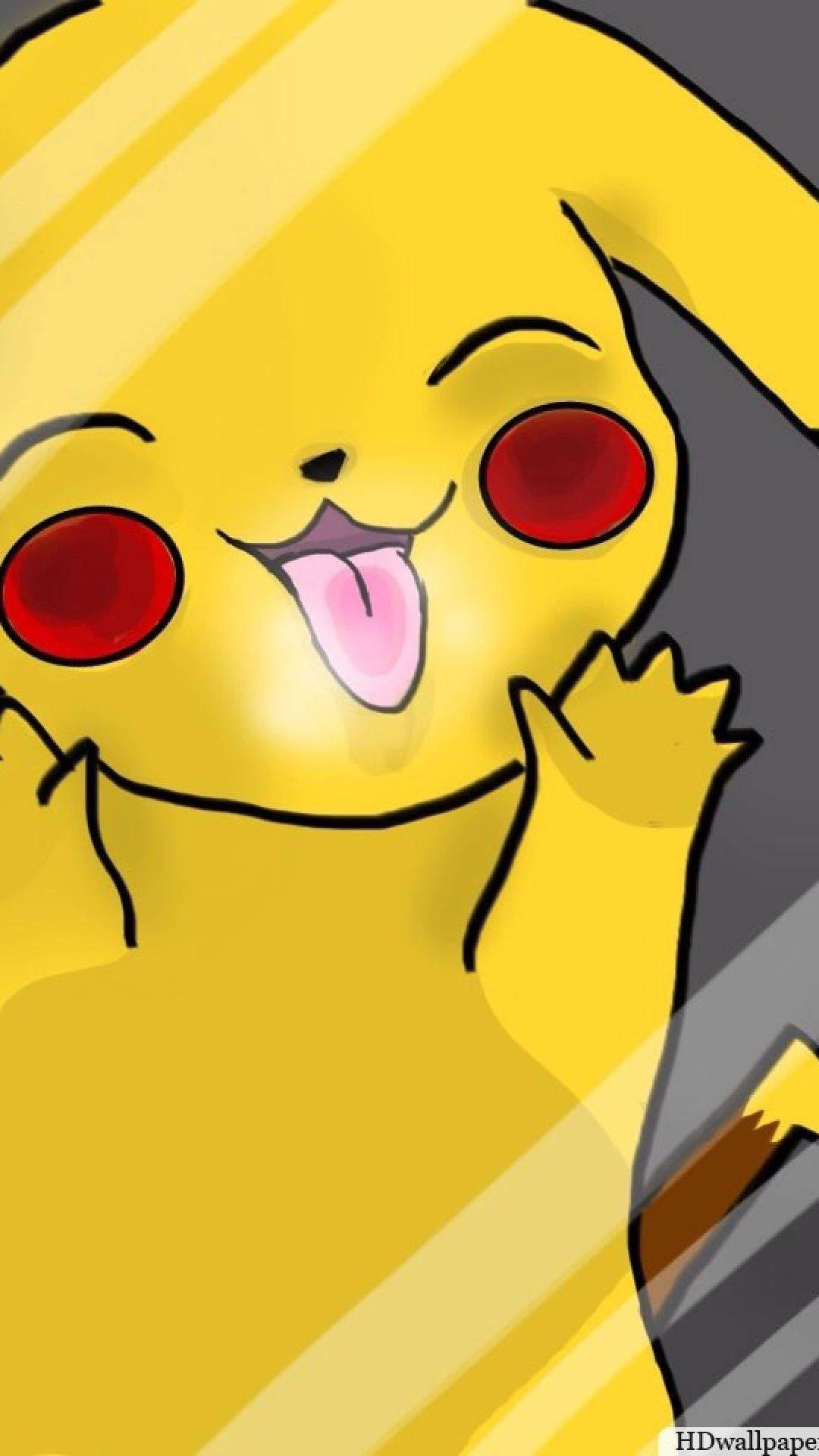 Fondo de pantalla de Pikachu sacando la lengua y asomándose por un vidrio.