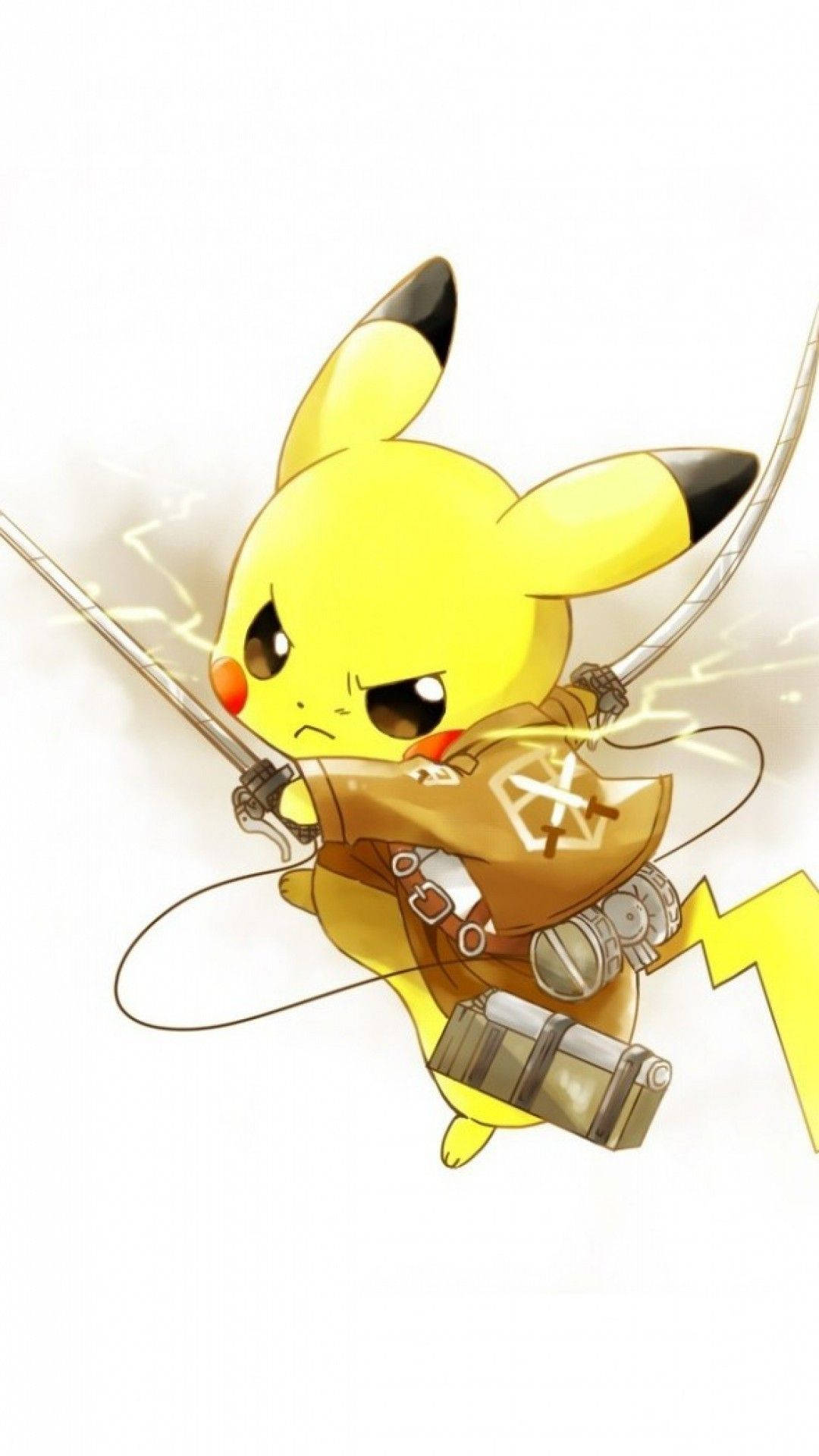 Fondo de pantalla de Pikachu usando equipo de Ataque a los Titanes y chaqueta del Cuerpo de Entrenamiento.