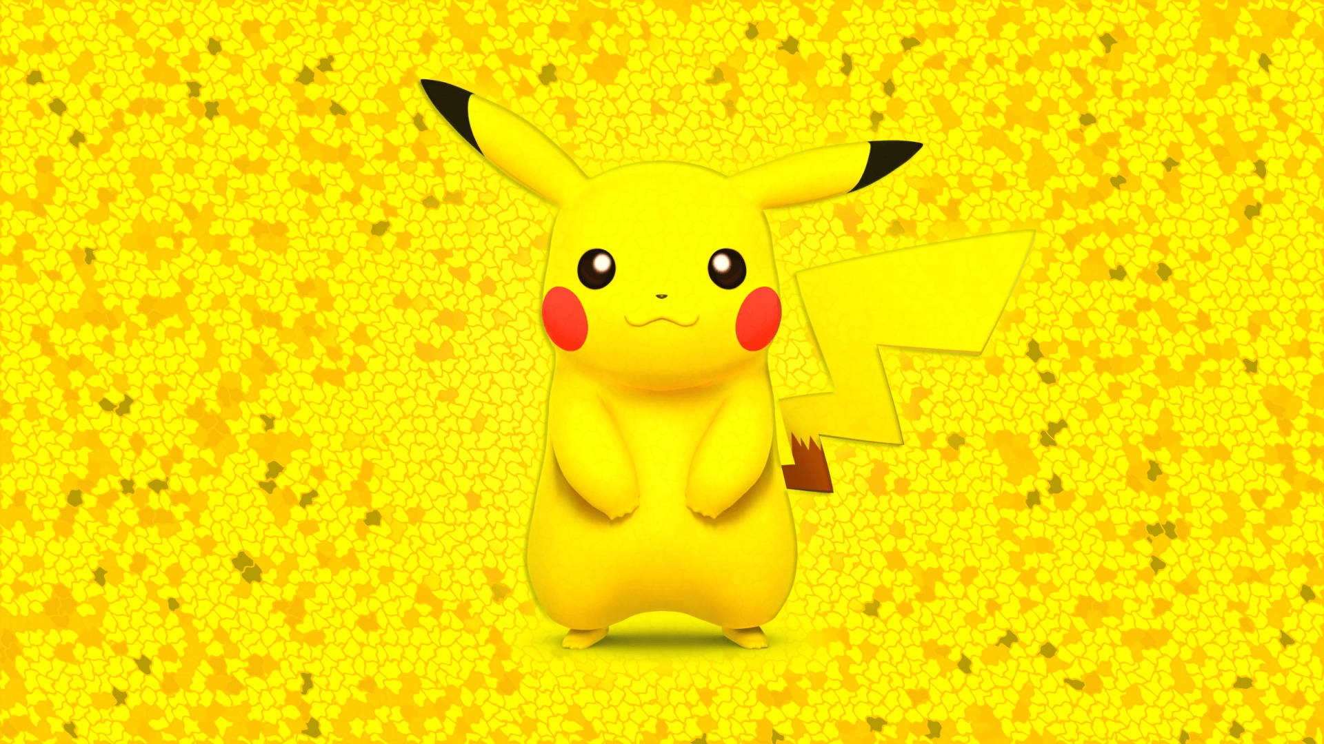 Fondo de pantalla de Pikachu en medio de copos de collage amarillos.