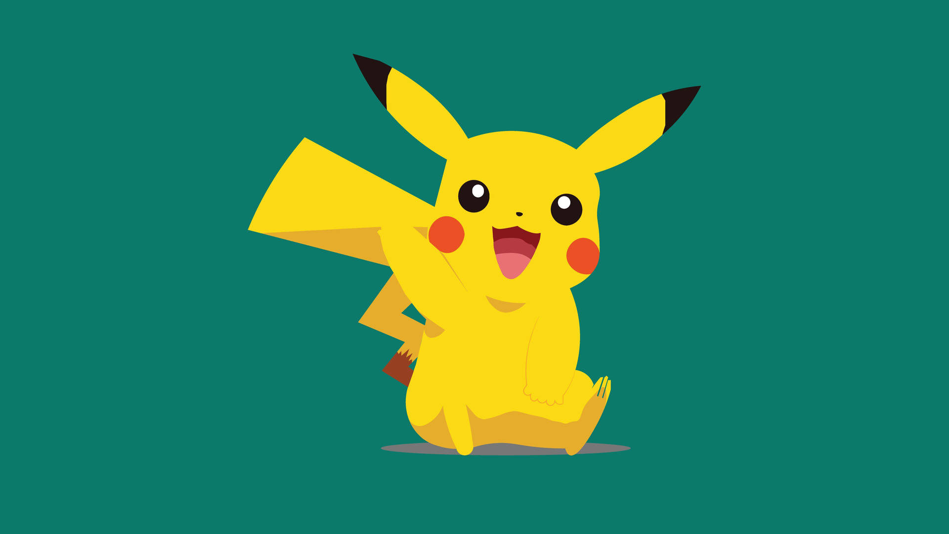 Fondo de pantalla de Pikachu con fondo verde pino.