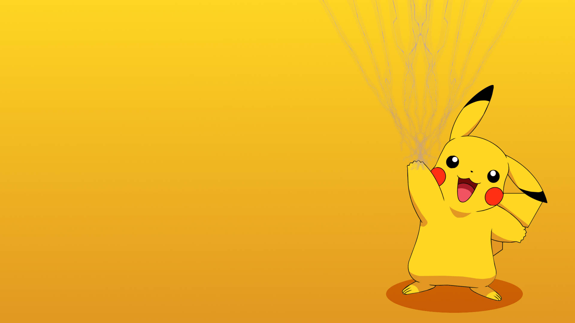 Fondo de pantalla de Pikachu cargando su rayo en un fondo degradado.