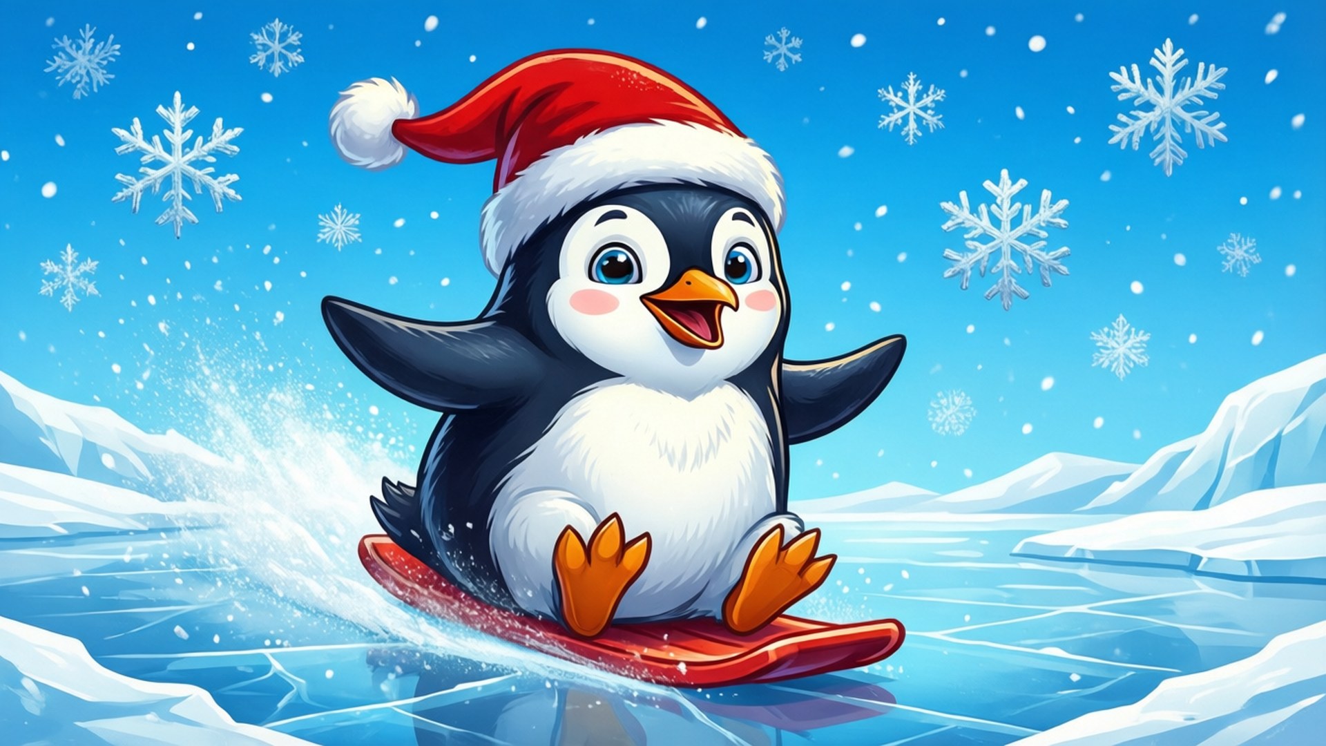 Pingüino Deslizándose en el Hielo Fondos de pantalla