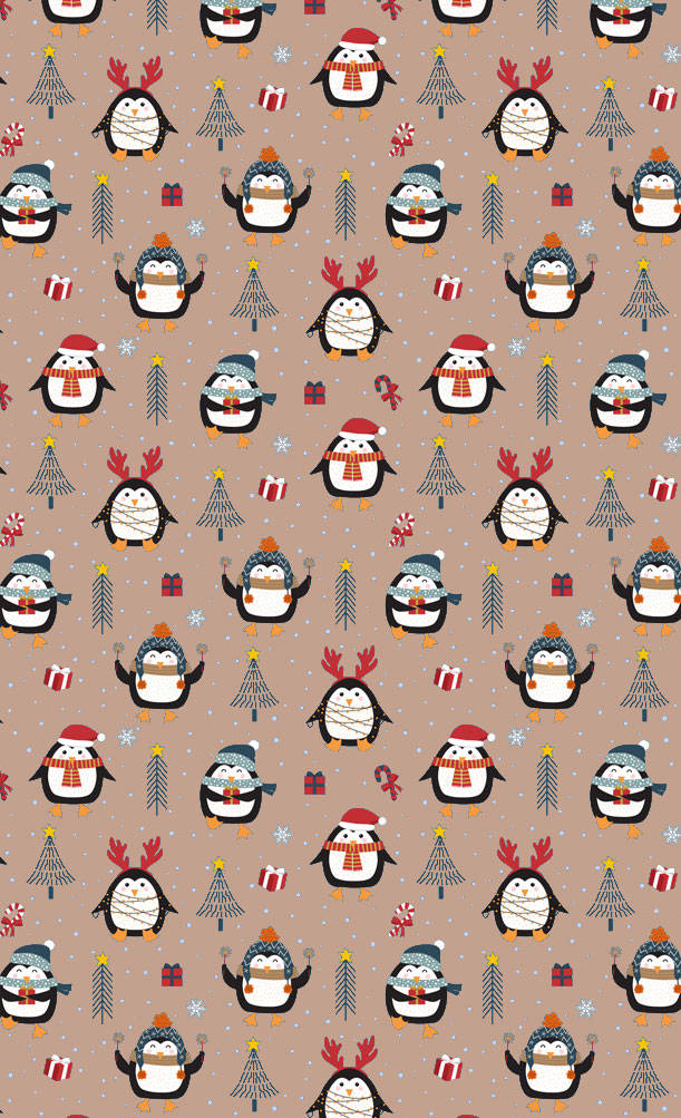 Pingüinos festivos celebrando una Navidad sencilla Fondos de pantalla